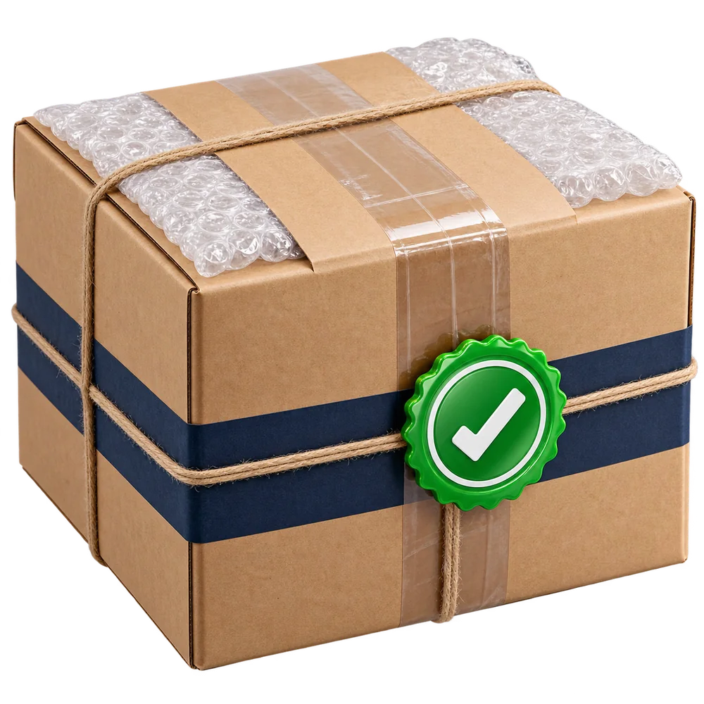 Ilustrasi parcel dibungkus dengan teliti